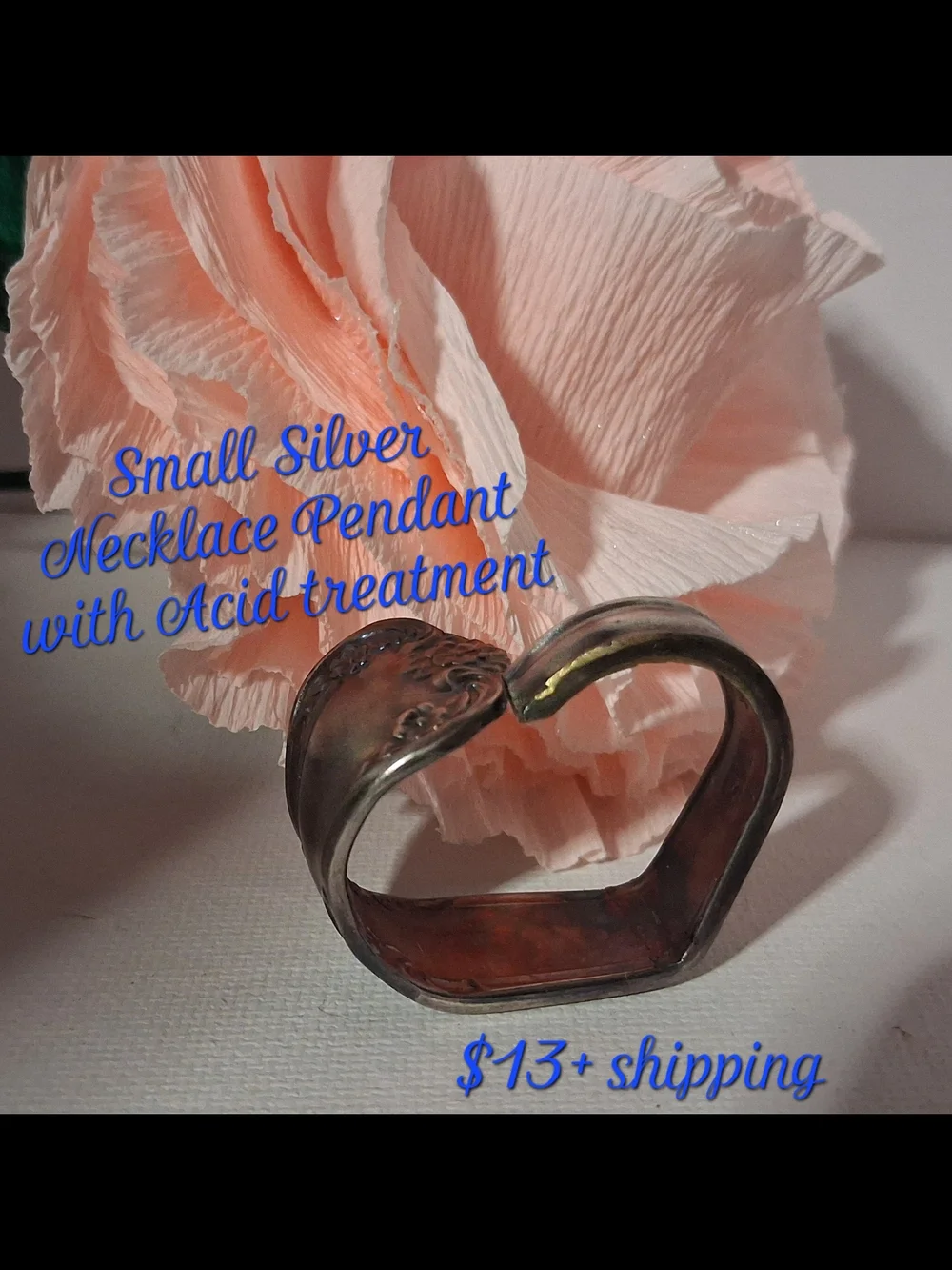 Heart Shaped Small Silver Pendant - Acid Rainbow Finish